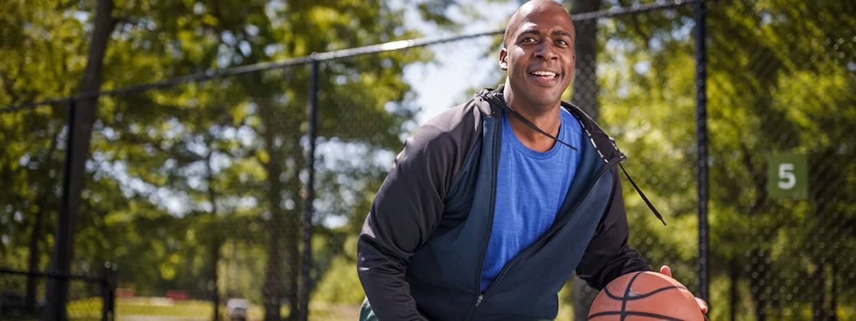 Man playing basketball
