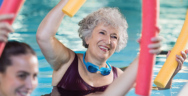 Older Lady taking a Water Aerobics Class